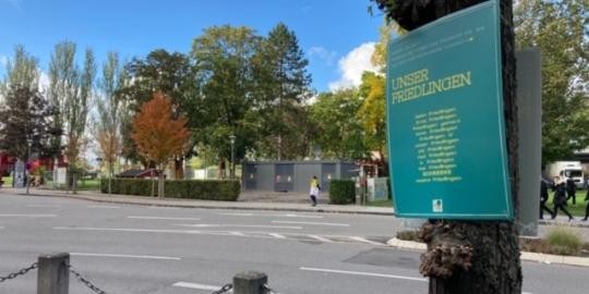 Unser friedlingen schild und brücke