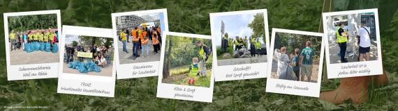 Cleanup-Days Weil am Rhein Sommer/Herbst 2025, Polaroidfotos von den verschiedenen Cleanup-aktionen der unterschiedlichen Gruppen